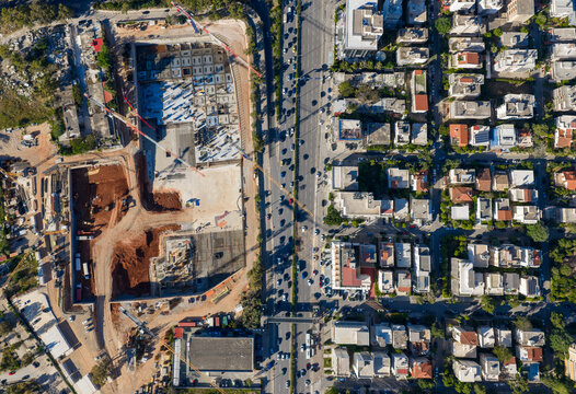 Aerial view of urban development and residential life 