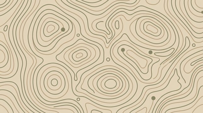 Abstract topographic map background with contour lines and dots on a beige surface.