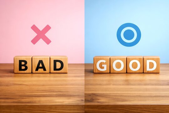 BADとGOODを比較選択良い悪いを表すビジネス判断のイメージ