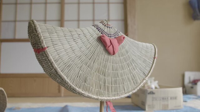 Traditional Bon Odori Hat Displayed Indoors in Ugo Town Akita Prefectu