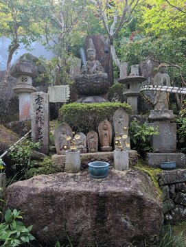 Miyajima Island Buddhist Stone Statues and Lanterns at Floating Shrine