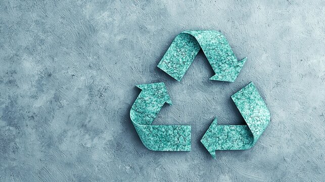 Recycling symbol arrow overlap, plastic texture, subtle sheen,