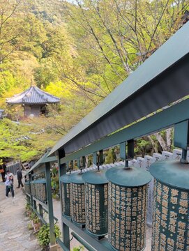 Miyajima Island Prayer Wheels and Temple Spring Foliage