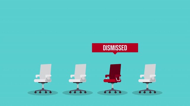 Dismissed Employee Office Chair Animation Business Layoff Job Termination HR Workforce Reduction Concept