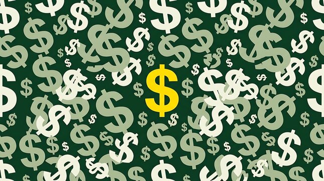 Dollar sign pattern on green background with highlighted yellow symbol