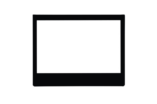 Rectangular black frame with thick bottom border, isolated on white background, rectangle