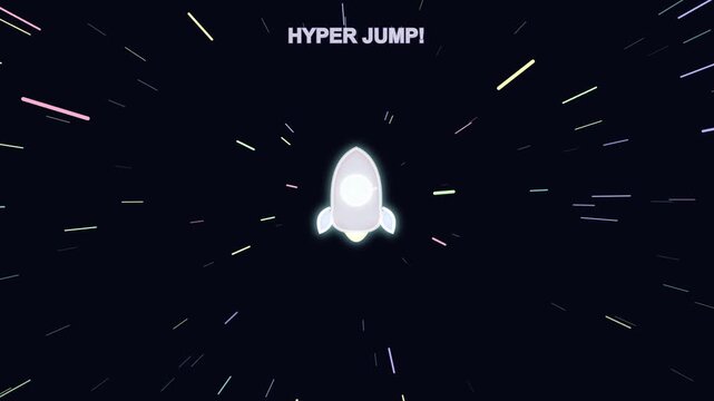 Cartoon Rocket Ship Preparing For A Hyper Jump Into Deep Space Travel