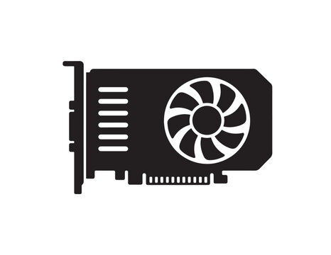 Graphics Card Silhouette Icon Black And White Digital Component Representation