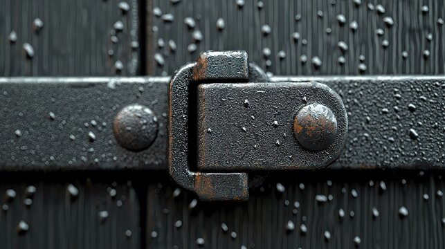 Toolbox latch detail, metallic closure, subtle scratches,