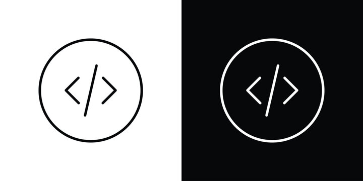 Code icon line logos series
