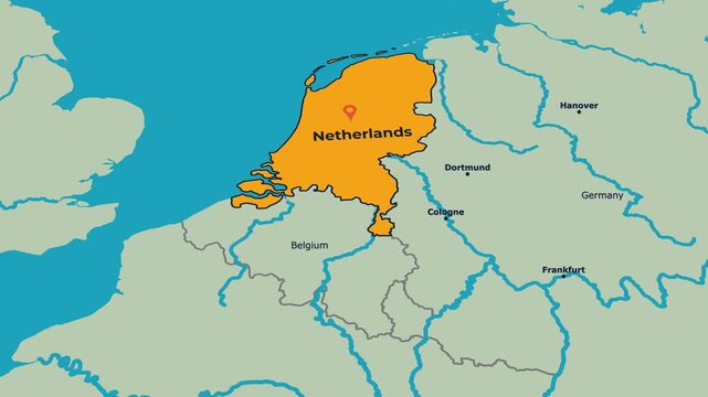 Netherlands Map Animation Locator Zoom 4K Motion Graphic
