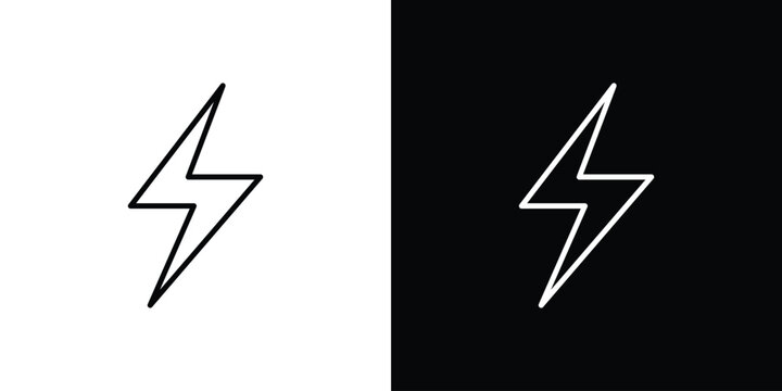 Lightning bolt icon line logos series