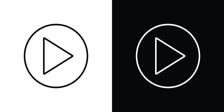 Play button icon line logos series