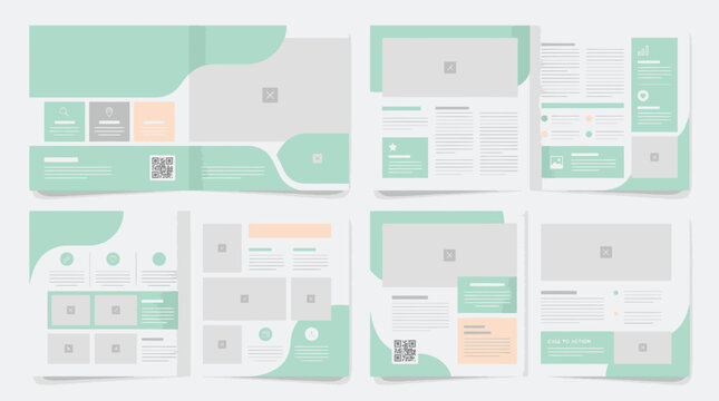 Light green professional multi-page brochure layout kit.