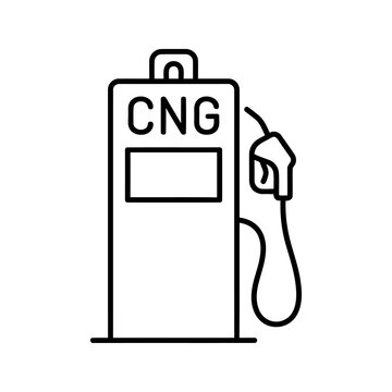 Cng gas station pump icon isolated on transparent background outline style.