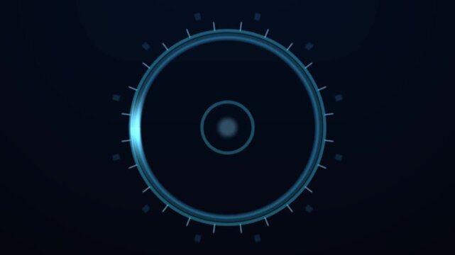 Digital interface with rotating circle and glowing elements