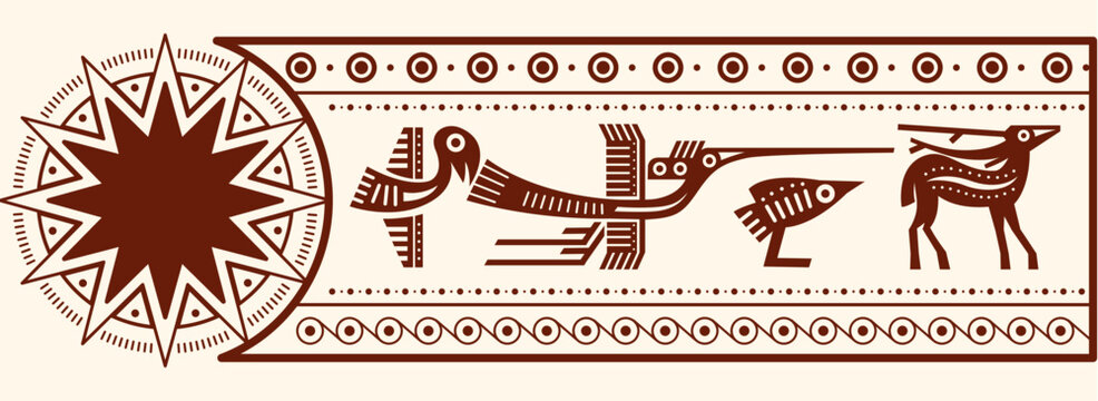 Dong Son Bronze Drum Decorative Frame Banner, Vietnamese Heritage Vector Pattern