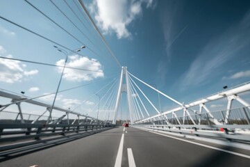 Obraz premium Blurred Bridge View with Cloudy Sky