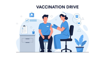 Fototapeta premium Nurse Administering Vaccine During Vaccination Drive Event