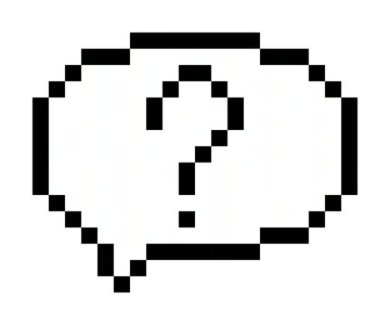Black and White Solid Mysterious Message Pixel Art Icon, Unknown Chat Symbol