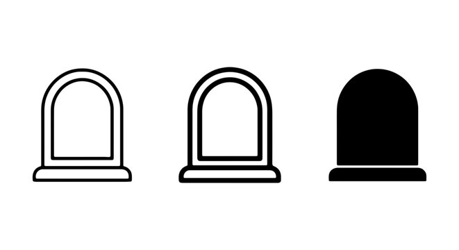 Tombstone Icons, Gravestone Vector Graphics, Memorial Stone Symbols, Cemetery Monument Set