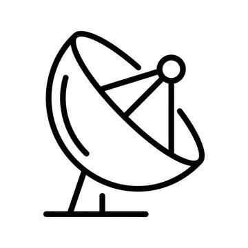 Satellite dish icon for communication and broadcasting signal systems.