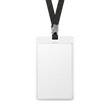Blank identification name badge lanyard card mockup