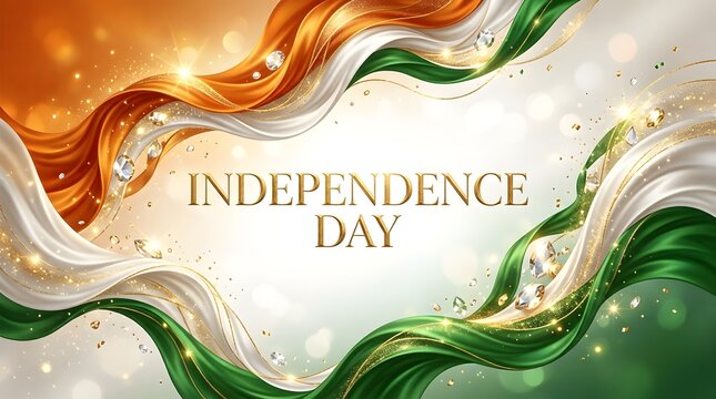 Indian independence day celebration vibrant tricolor flag and sparkling festive design