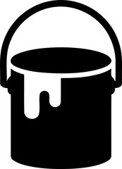 Black and white paint bucket icon isolated on transparent background © MdAbulBasar