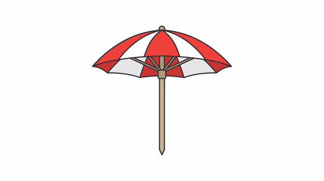 UntitledA simple vector icon of a red and white striped beach umbrella.
Red and white striped beach umbrella. Summer sun shade parasol icon on white background.