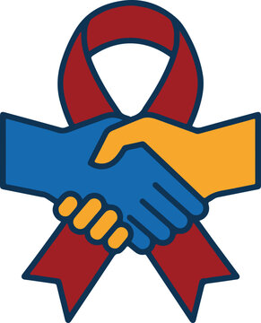 Awareness Ribbon Handshake Partnership Unity Vector Icon For Charity Logo