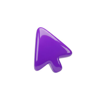 Shiny purple 3d computer mouse pointer arrow icon