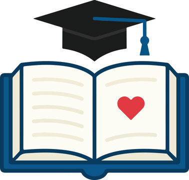 Education Literacy Heart Graduation Book Vector Icon For Foundation Logo