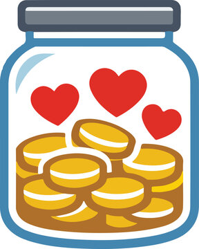 Donation Jar Charity Savings Money Container Vector Icon For Non-Profit Logo