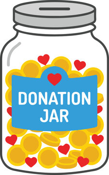 Donation Jar Charity Fundraising Money Container Vector Icon For Non-Profit Logo