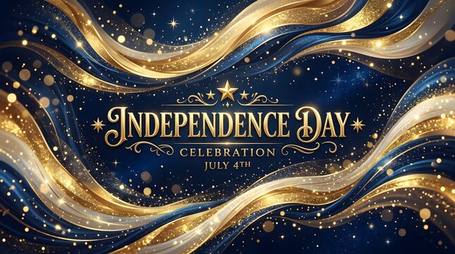 Elegant independence day celebration background with gold and navy accents