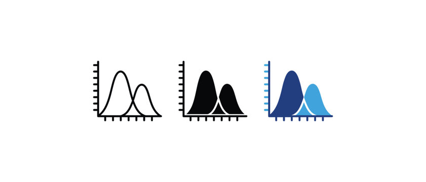 Normal distribution icon, Gaussian curve graph symbol, statistical data analysis chart sign, probability bell curve graphic. Vector illustration