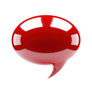 Glossy red speech bubble icon with reflection
