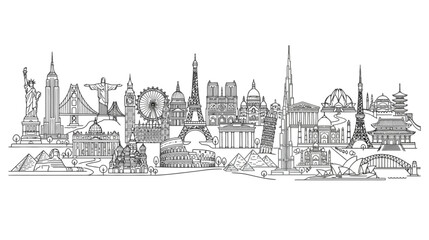 Obraz premium Global Landmarks Silhouette - World Travel and Famous Architecture