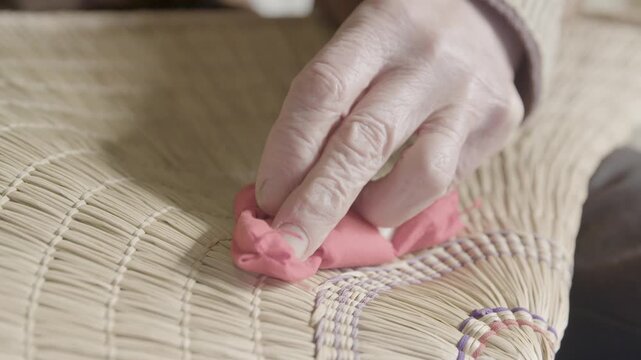 Close Up of Bon Odori Hat Being Handcrafted in Ugo Town Akita Prefectu