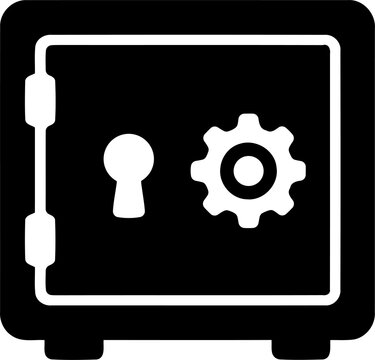 Safe box icon with gear and keyhole symbol isolated on transparent background