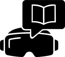 Virtual reality headset icon with book symbol isolated on transparent background