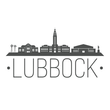 Lubbock Texas Skyline Silhouette With Typography Black And White Design