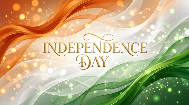 Indian independence day celebration vibrant saffron white and green waving flag design