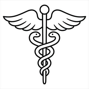Caduceus medical symbol icon with snakes and wings on staff representing professional healthcare medicine and pharmacy symbols.