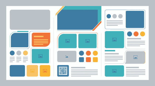 Colorful corporate dashboard UI wireframe layout