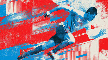 Obraz premium ボールを蹴るサッカー選手のダイナミックなスポーツイラスト背景