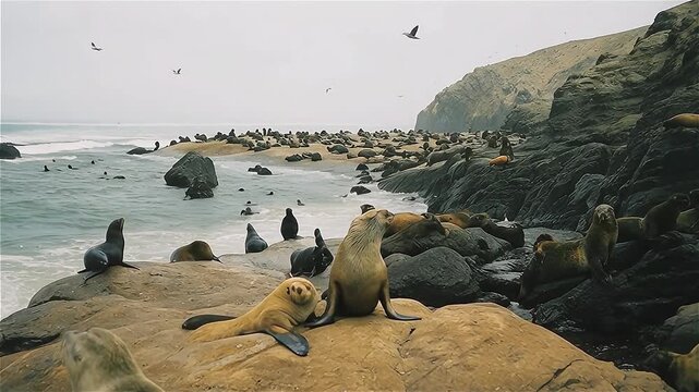 Seal colony at cape cross in Namibia
