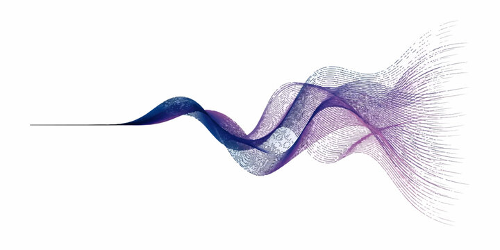 Flowing linear abstract shape with blue to purple gradient wave patterns abstract gradient patterns background creative visualization minimalist spectrum