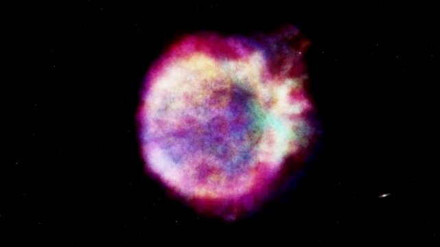 Cassiopeia A Supernova Remnant - Colorful Glowing Nebula Approach 4K 60fps
